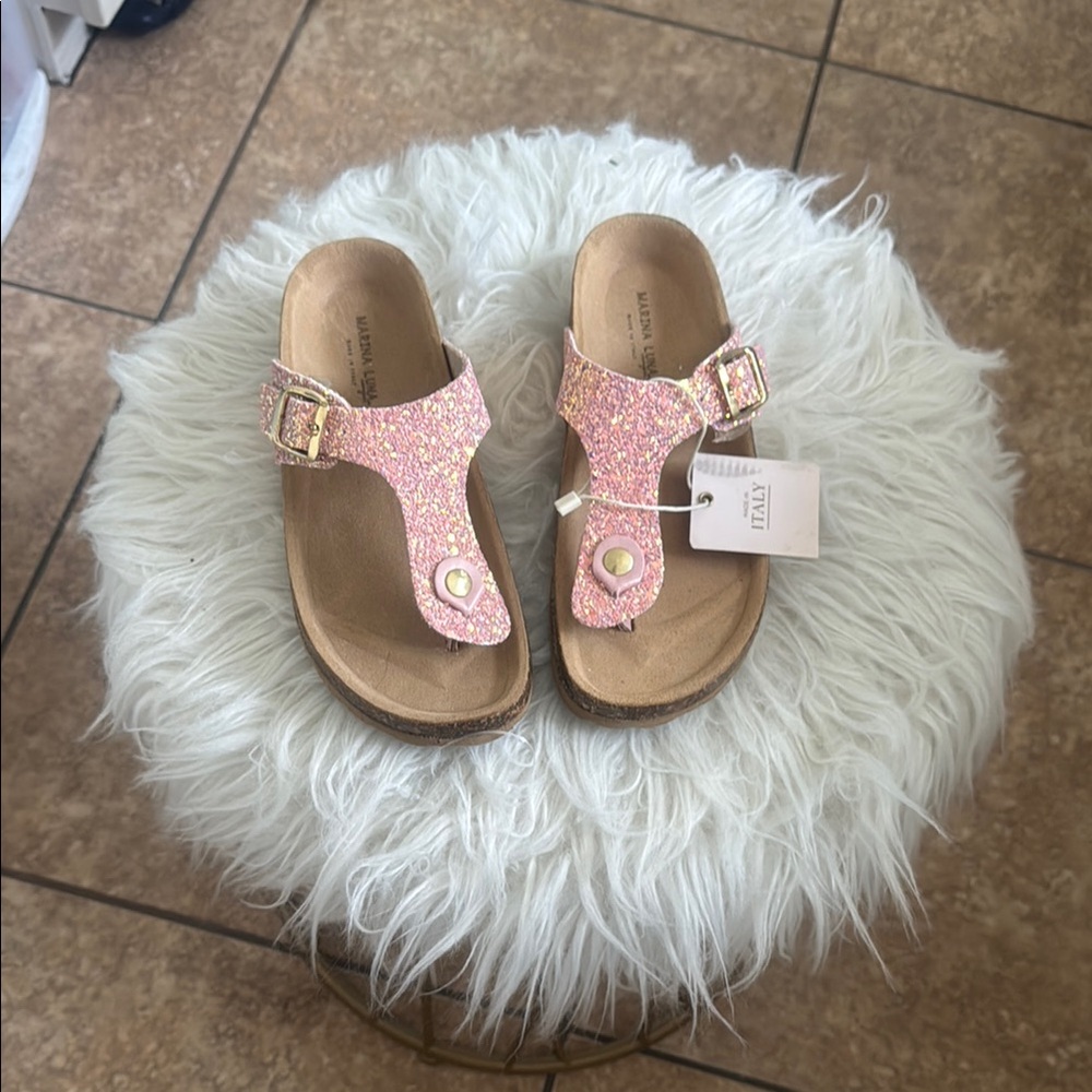 Marina Luna Pink Sandals with Glittery Finish
